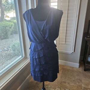 Laundry By Shelli Segal Layered Navy Dress